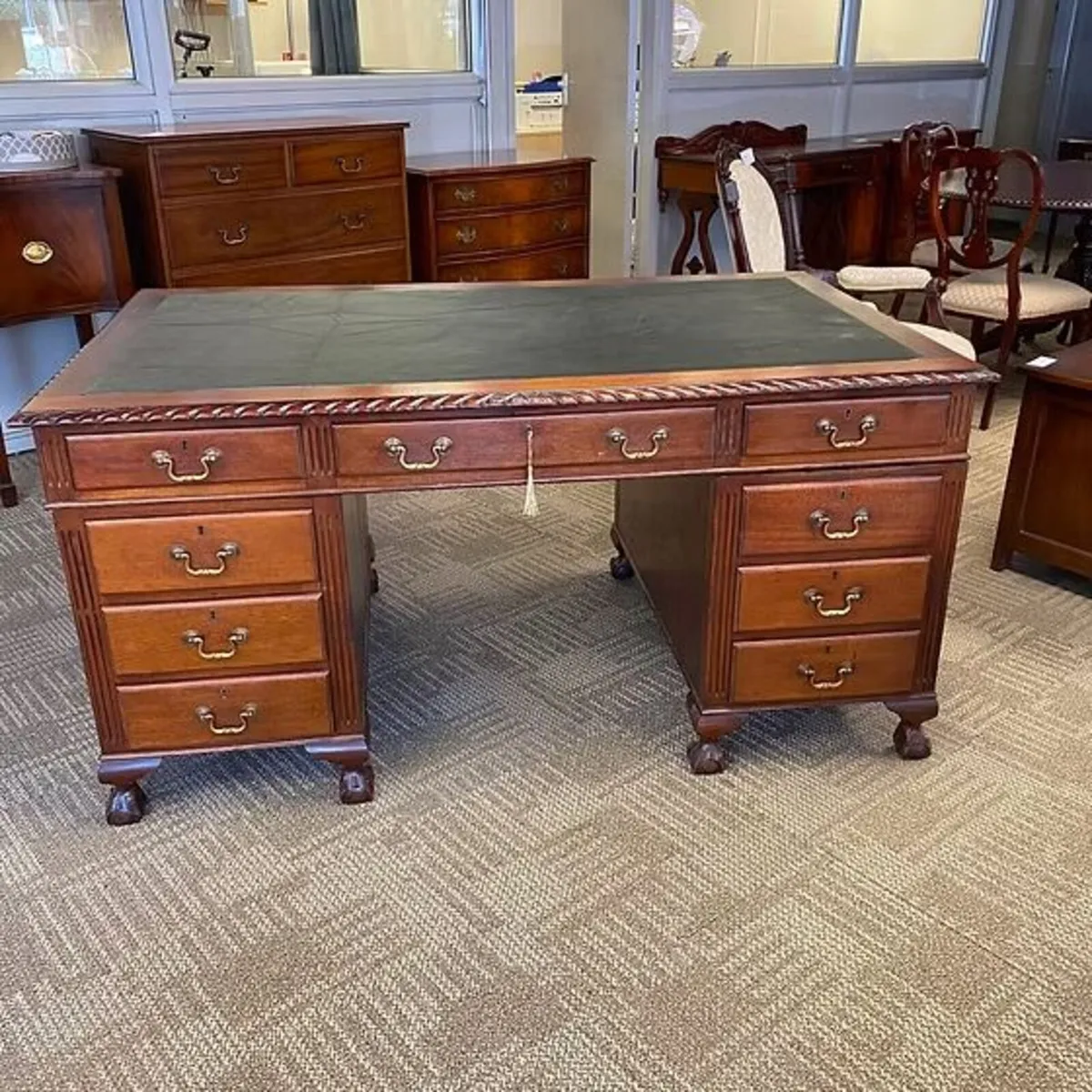 19th century mahogany pedestal writing desk