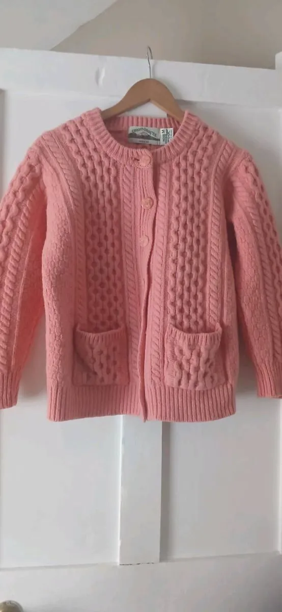 Aran Crafts Rose Pink Cardigan - Image 1