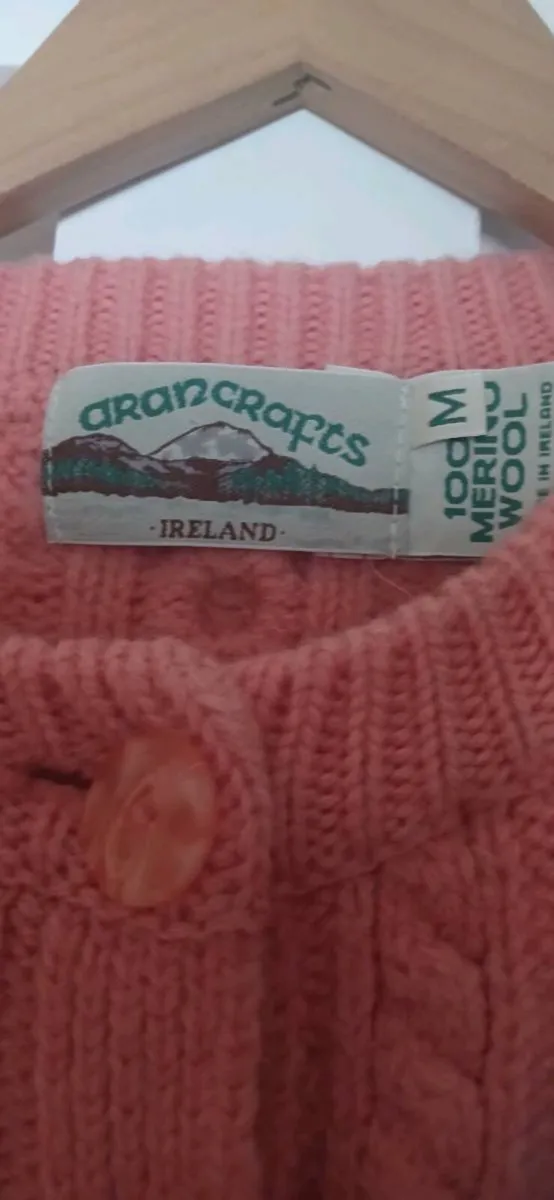 Aran Crafts Rose Pink Cardigan - Image 2
