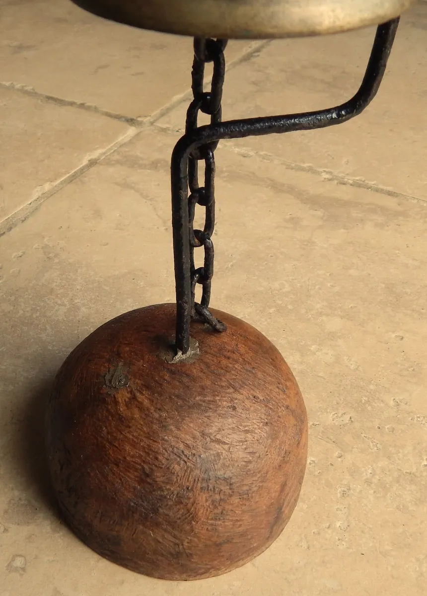 Vintage Small Brass Bell on Wood Base - Image 4