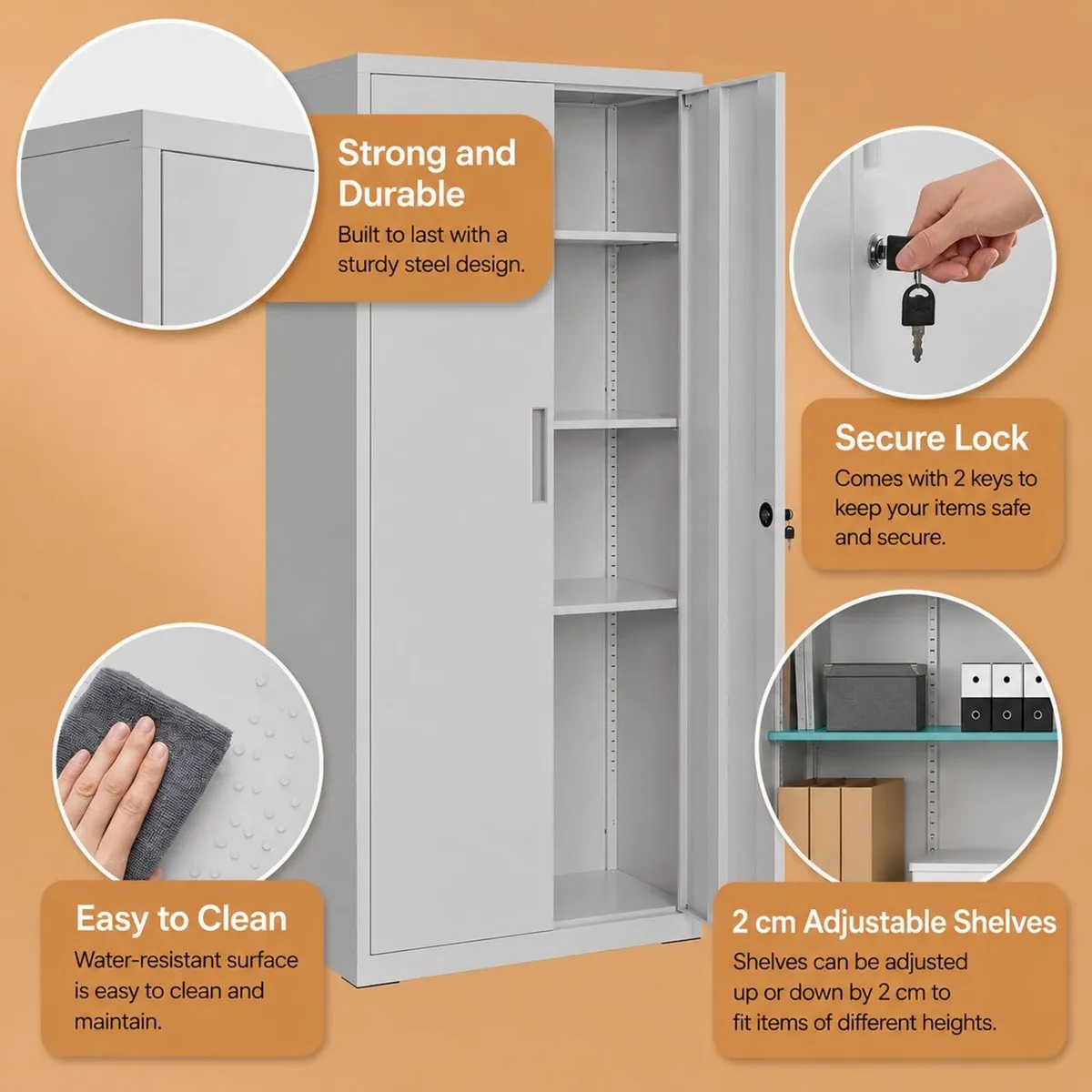 Multi purpose storage cabinet (Grey)-FREE DELIVERY - Image 4