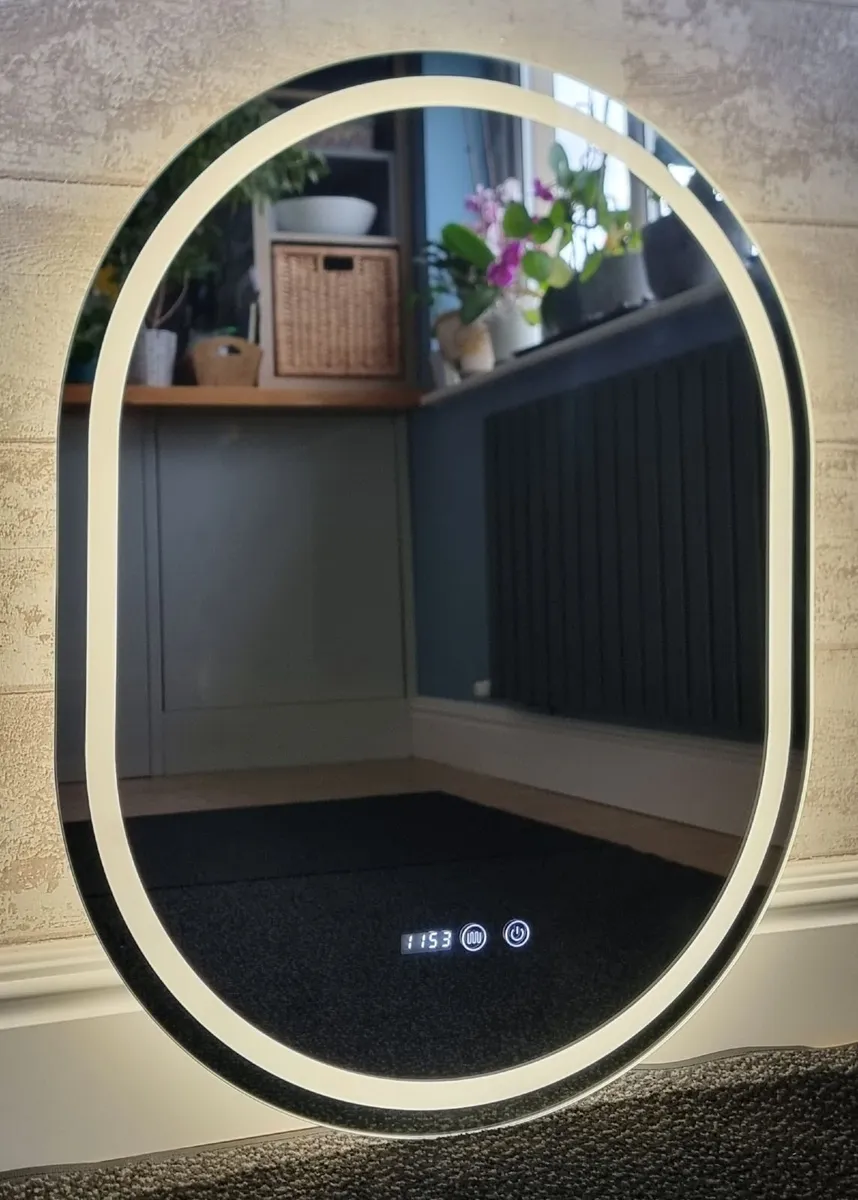LED Bathroom Mirror Oval 60x80cm Fog Free Dual LED - Image 2