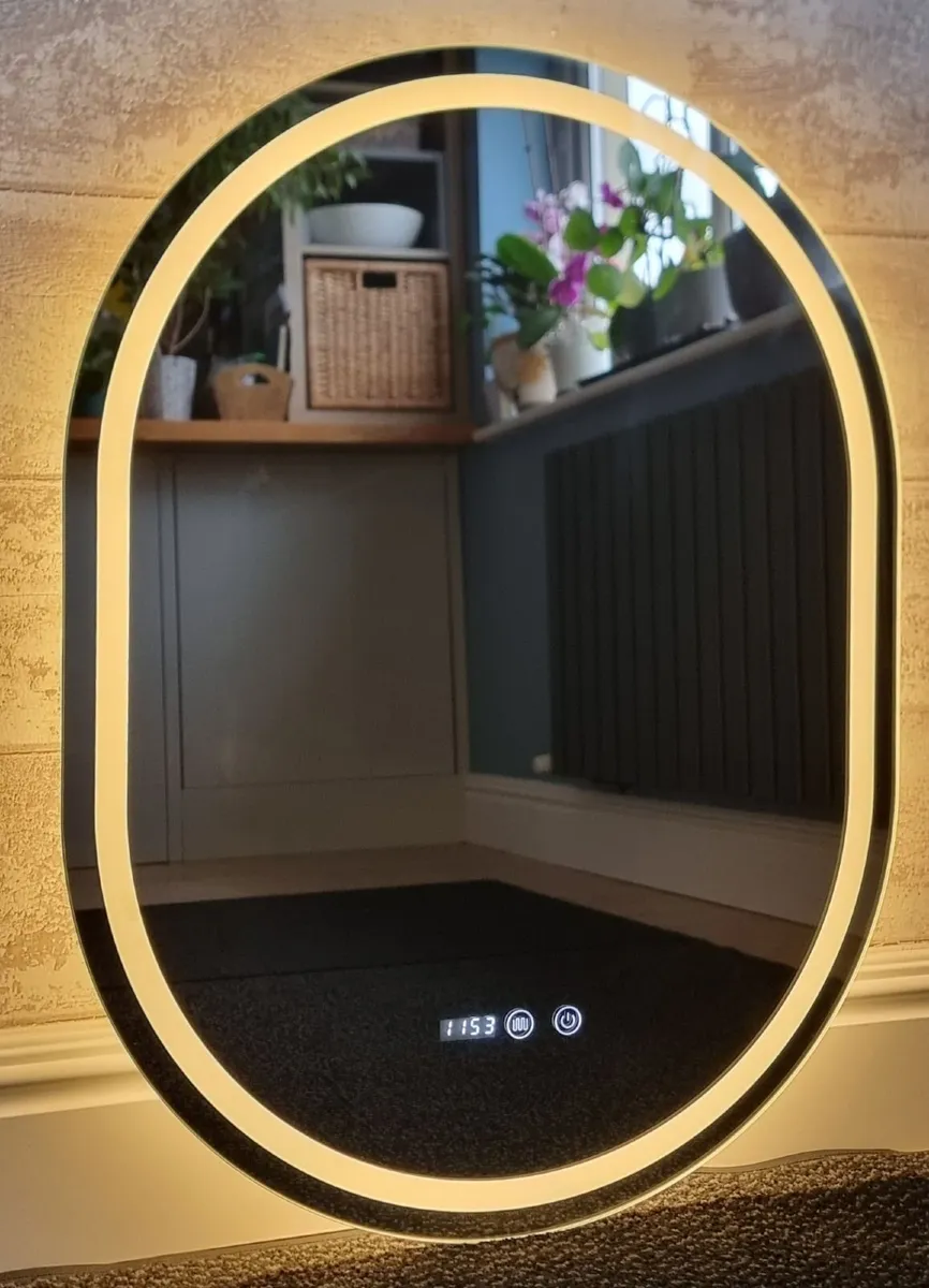 LED Bathroom Mirror Oval 60x80cm Fog Free Dual LED - Image 4