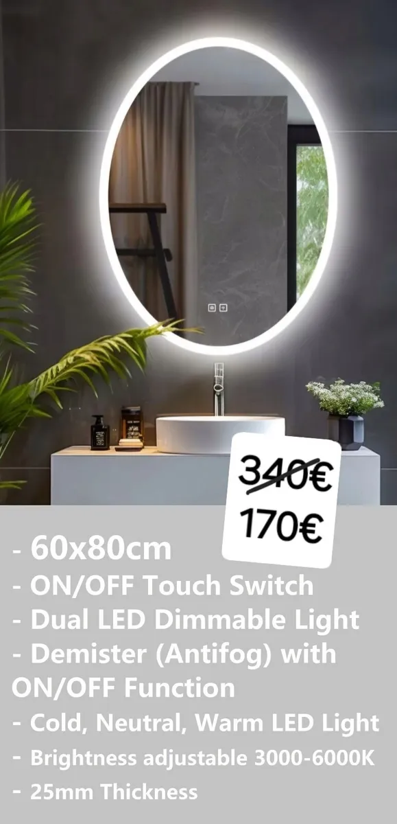 LED Bathroom Mirror Vanity Makeup Cosmetic Bright - Image 1