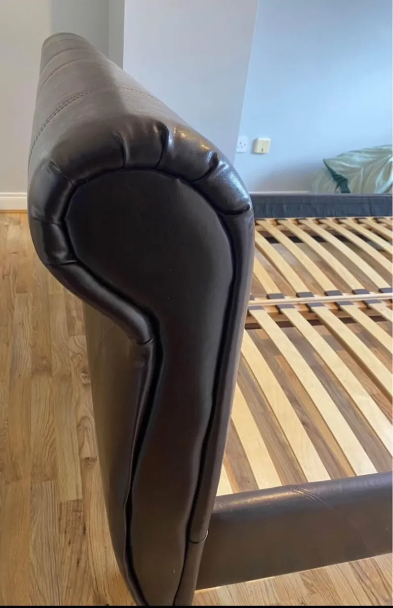 Bed frame - leather sleigh ned - Image 1