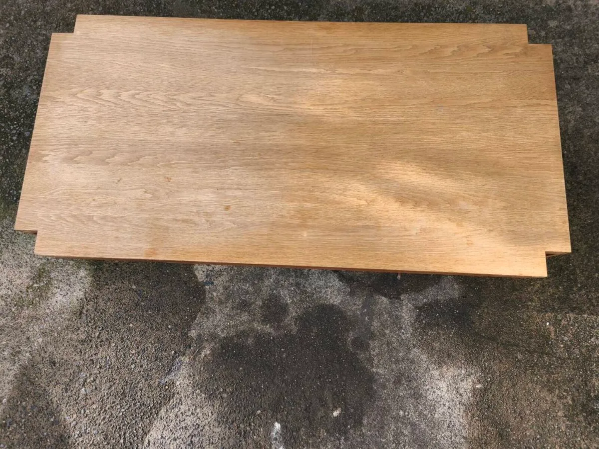 Oak dining table- two built in drawers - Image 1