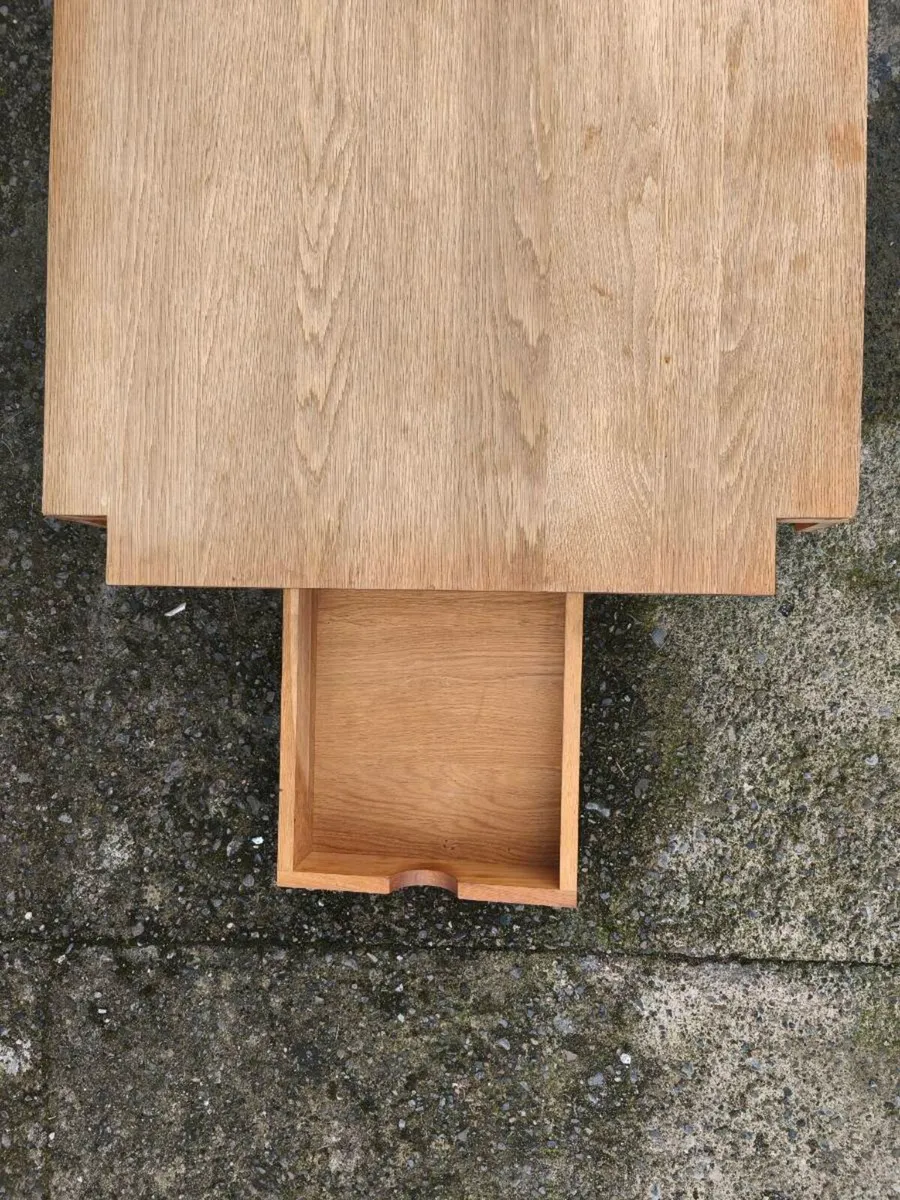 Oak dining table- two built in drawers - Image 2