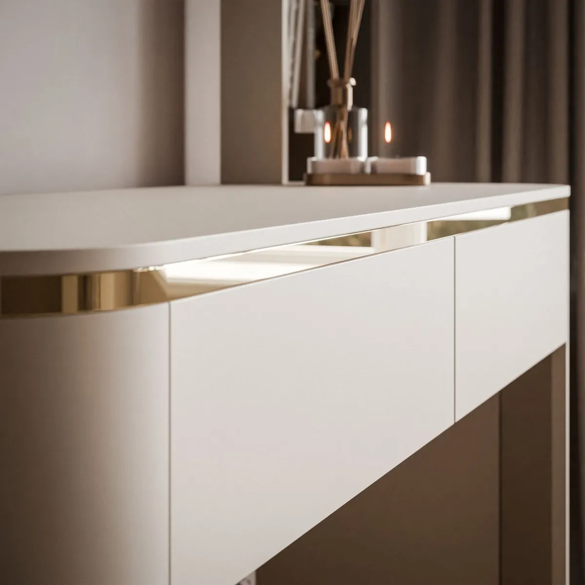 Glamour Vanity Table Double with Hollywood Mirror - Image 3