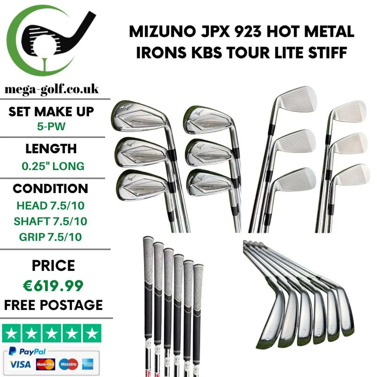 Mizuno JPX 923 Hot Metal Irons / 5-Pw / Stiff - Image 1