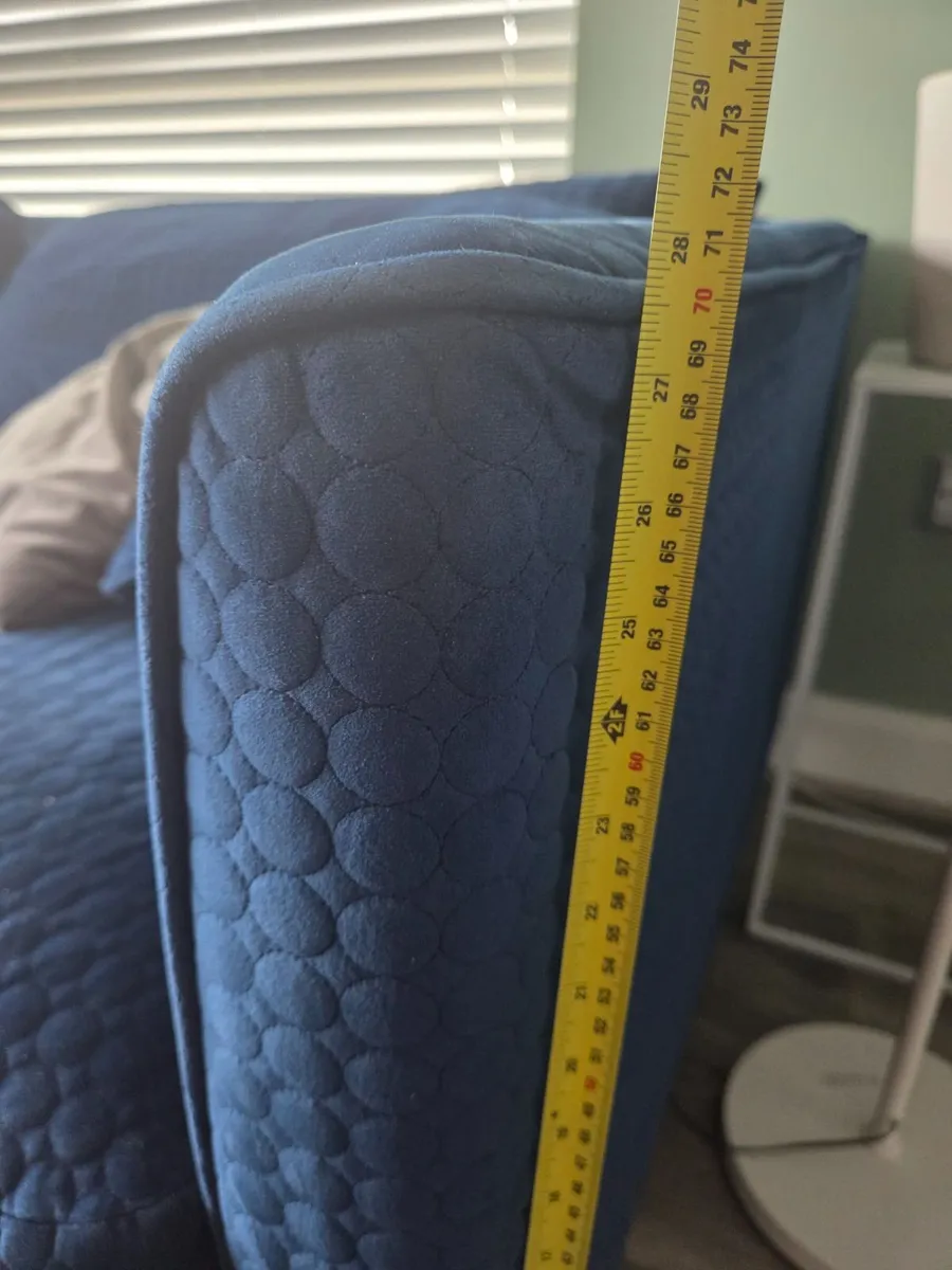 Harvey Norman sofas, two and three seater, navy bl - Image 4