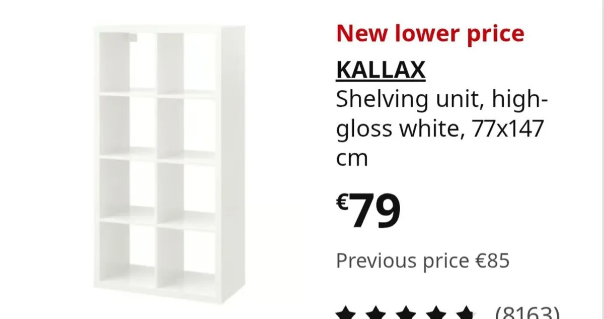 Ikea kallax white gloss unit - Image 3