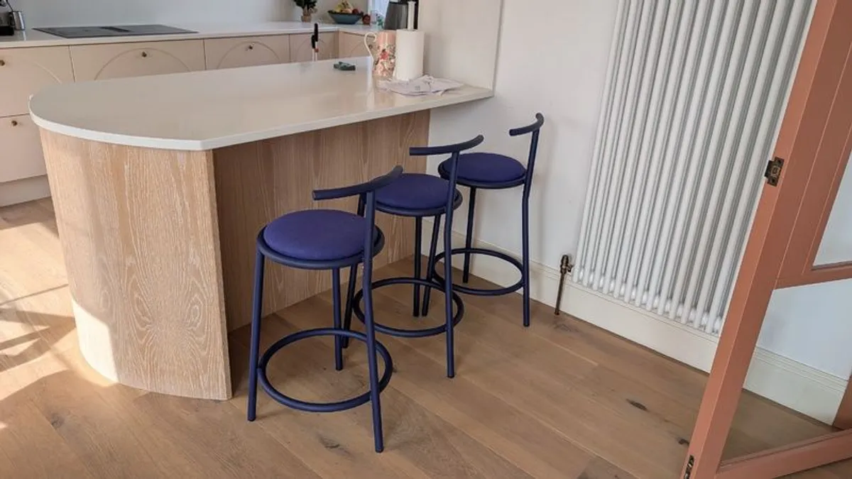 3 Blue Nooma Hogo Designer Kitchen Bar Stools - Image 1