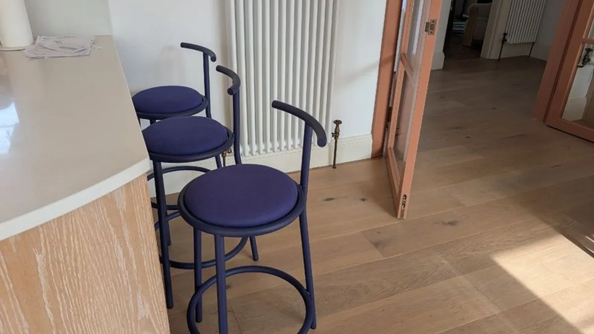 3 Blue Nooma Hogo Designer Kitchen Bar Stools - Image 2