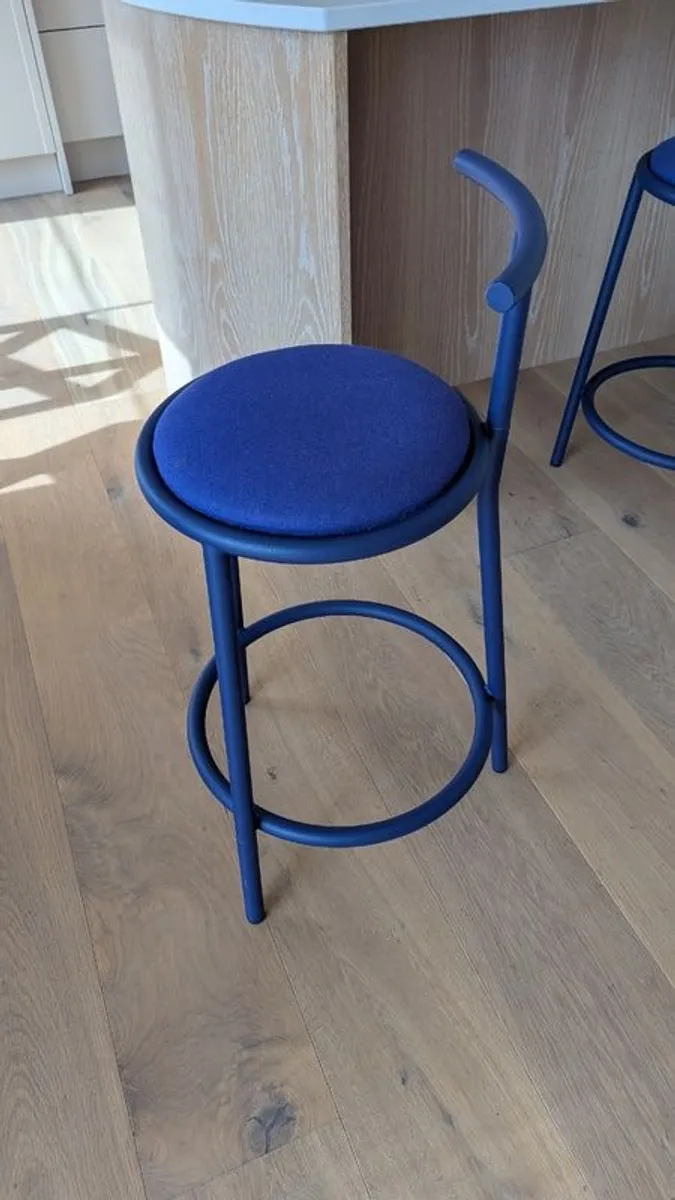 3 Blue Nooma Hogo Designer Kitchen Bar Stools - Image 3