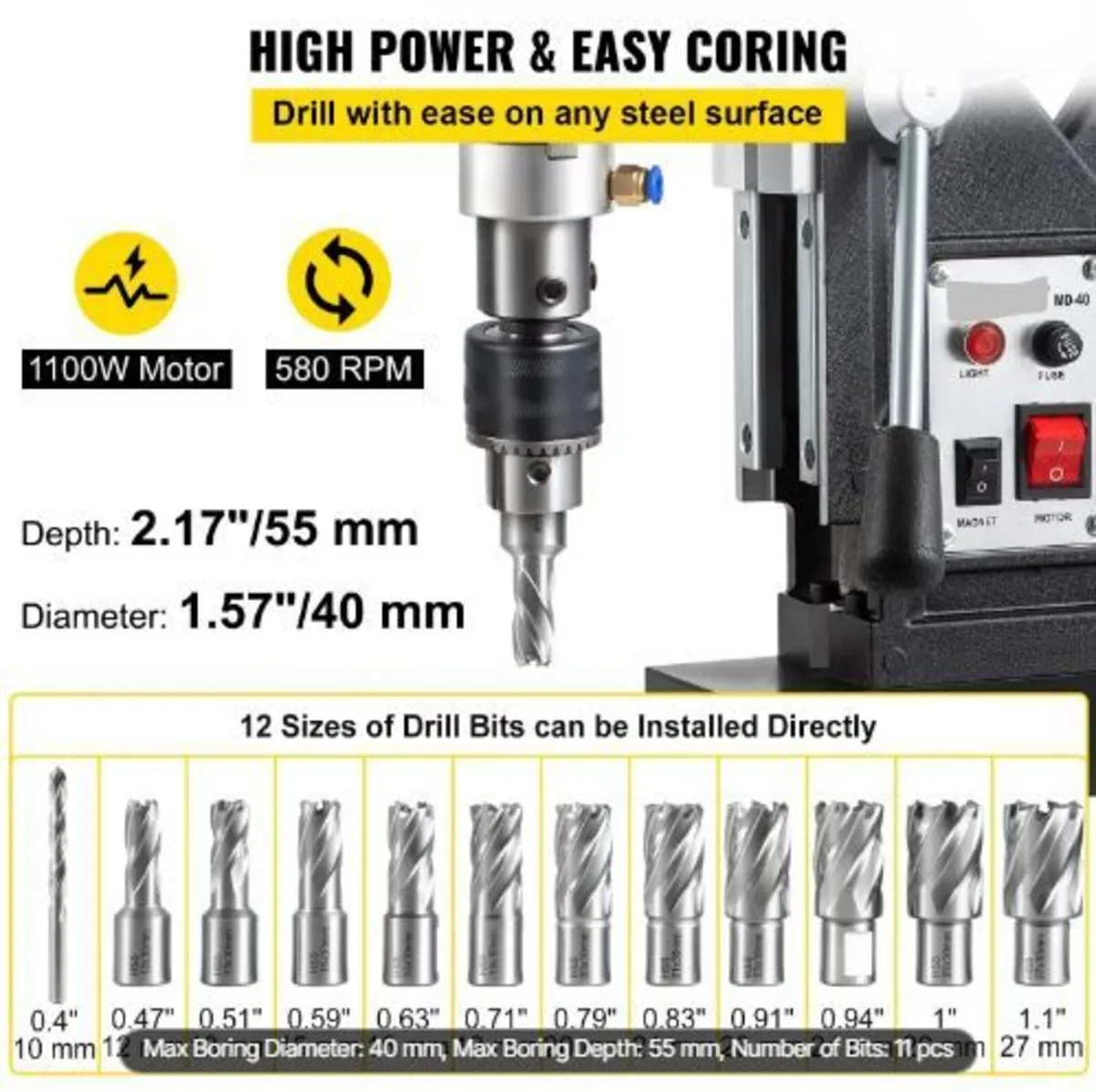 Magnetic Drill, 1100W 4 cm Boring Diameter - Image 1