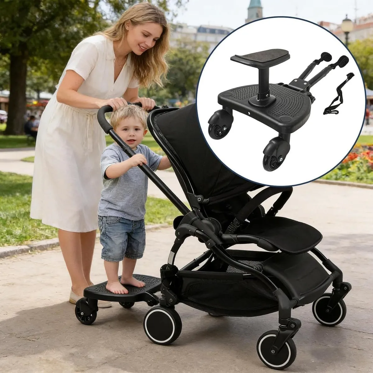 Universal 2-in-1 Stroller Ride Board with Seat - Image 2