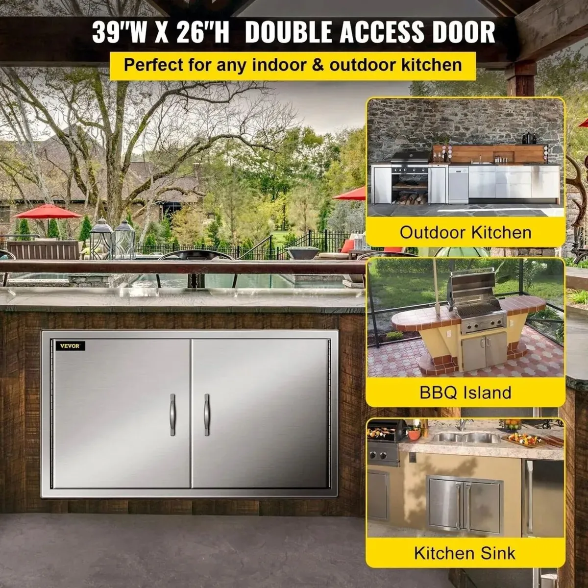 BBQ Access Door 99x66cm Stainless Steel - Image 4