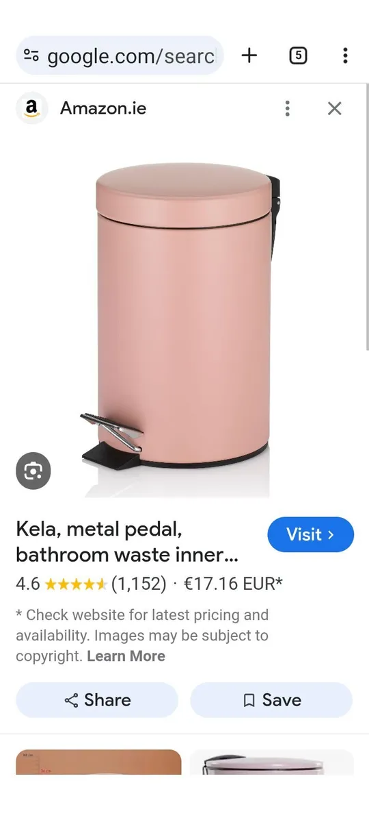New 3lt pedal bin with removable plastic liner - Image 2