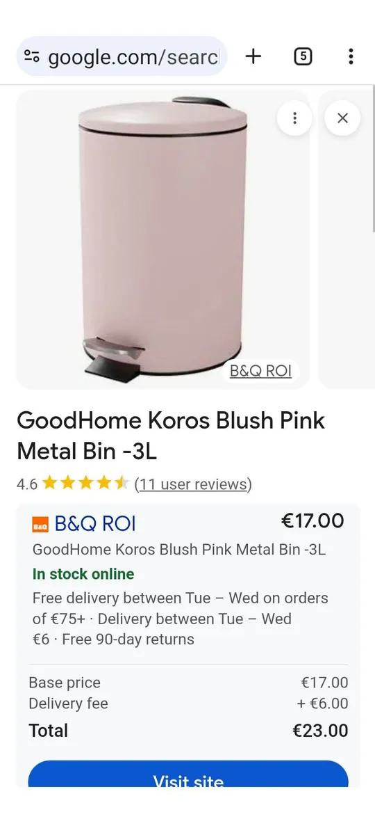 New 3lt pedal bin with removable plastic liner - Image 3
