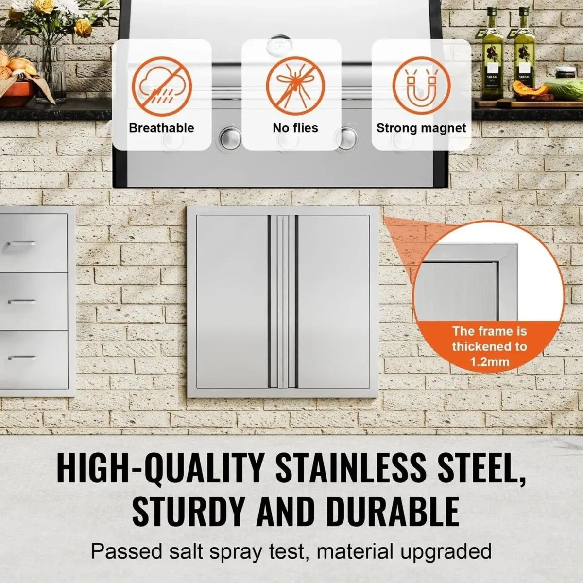 BBQ Access Door 610x610mm Stainless Steel - Image 3