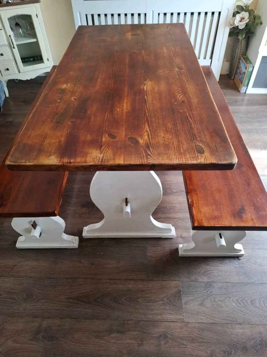 Kitchen table and benches - Image 2