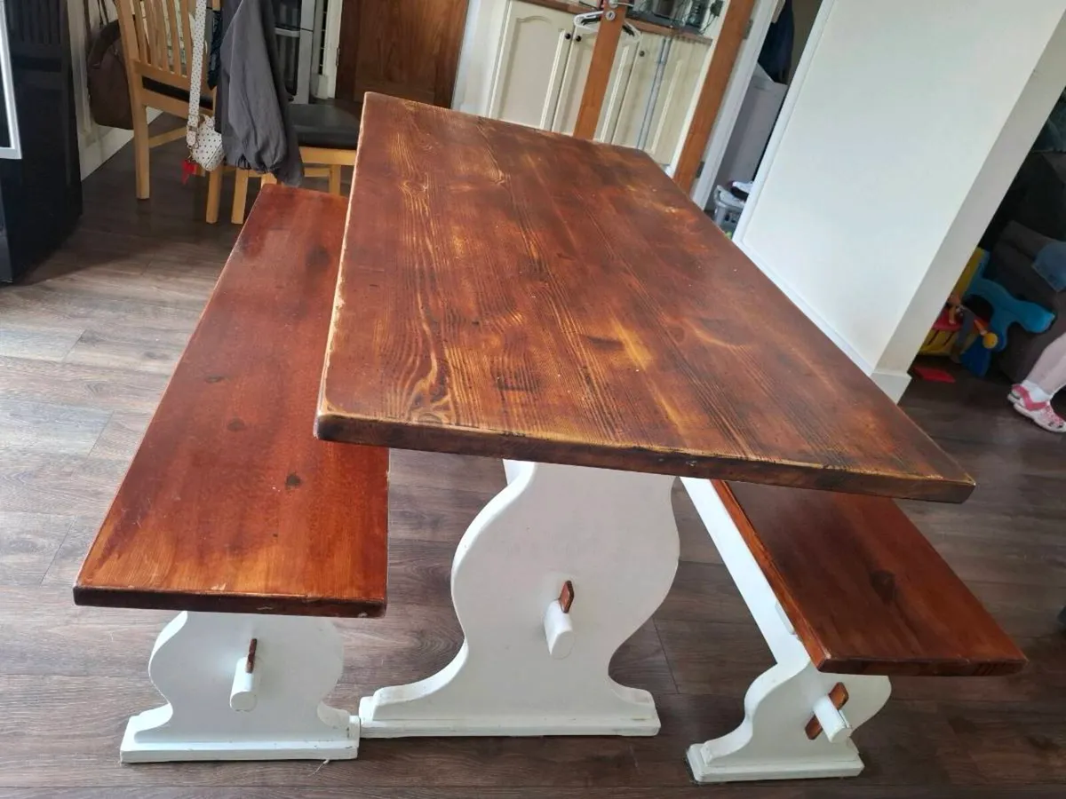 Kitchen table and benches - Image 3
