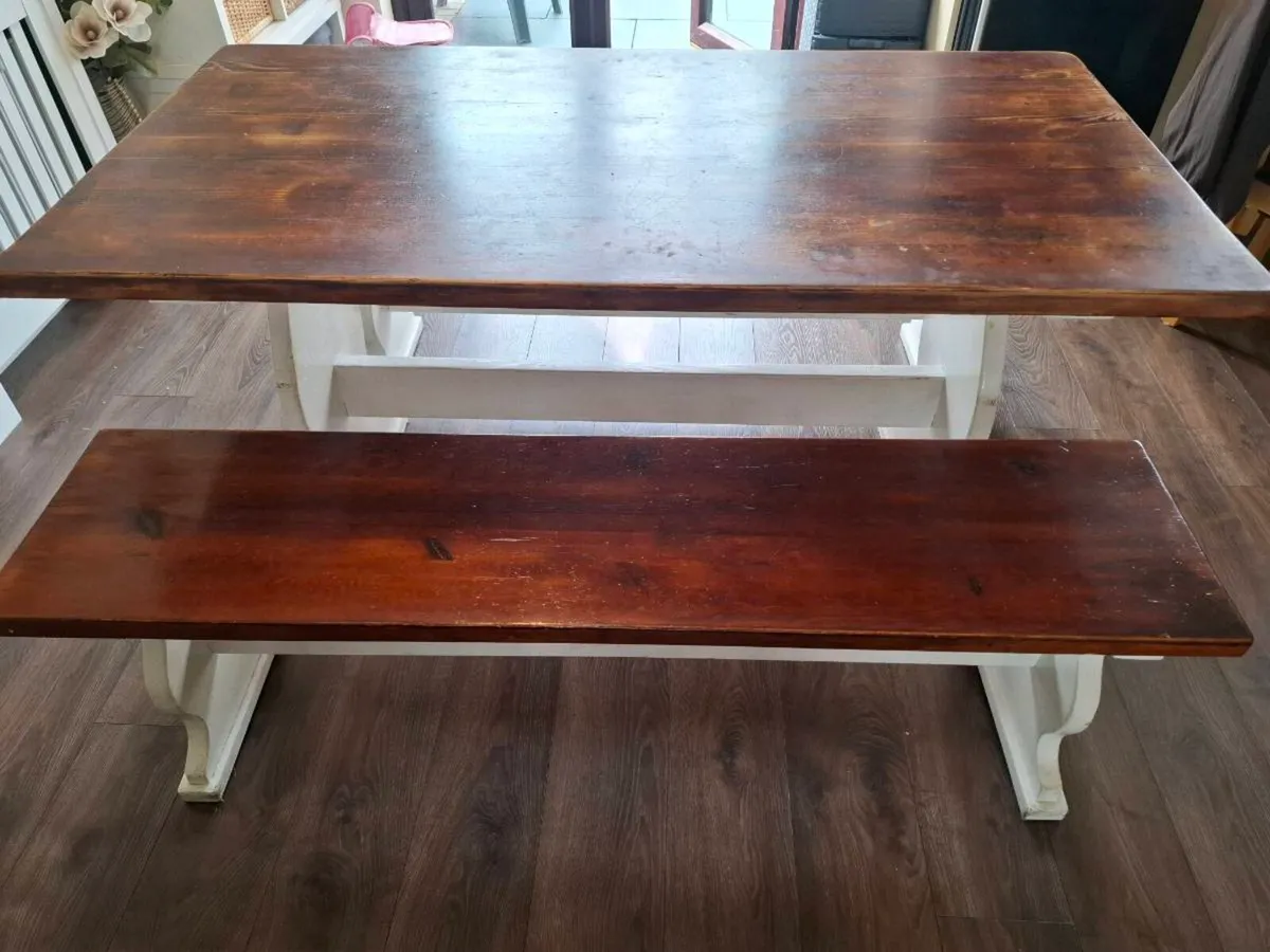 Kitchen table and benches - Image 4