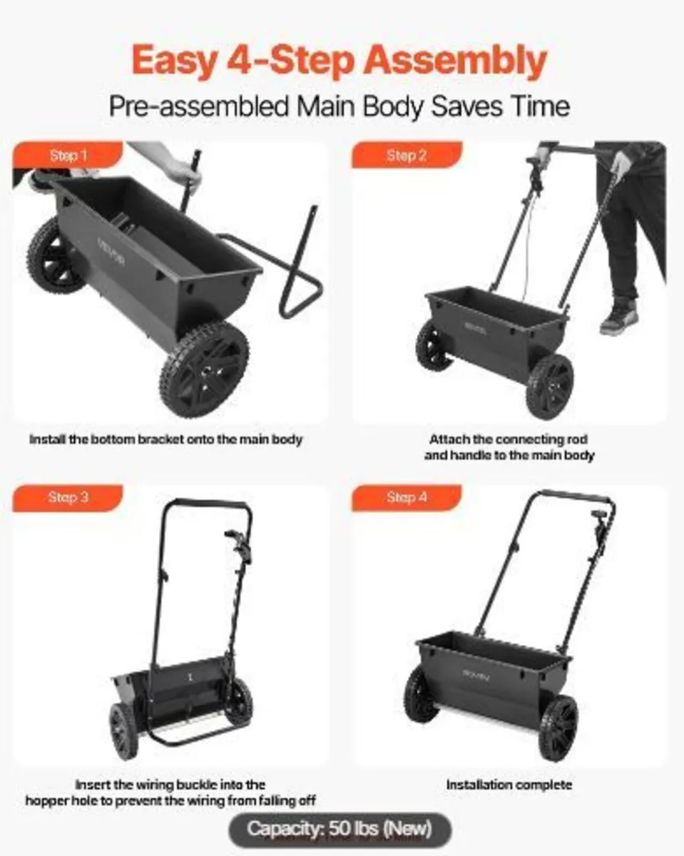Walk-Behind Push Spreader, 50LBS Capacity - Image 2