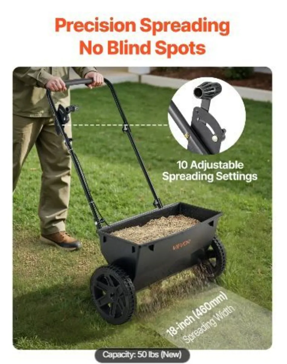 Walk-Behind Push Spreader, 50LBS Capacity - Image 3