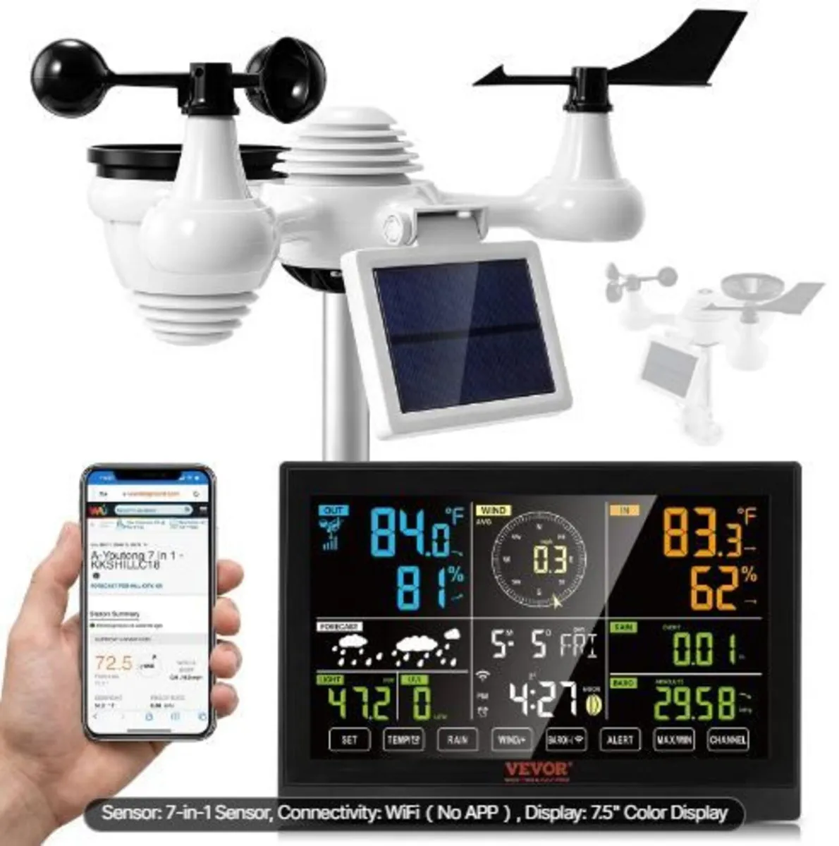 7-in-1 Wi-Fi Weather Station, 19.1 cm - Image 3
