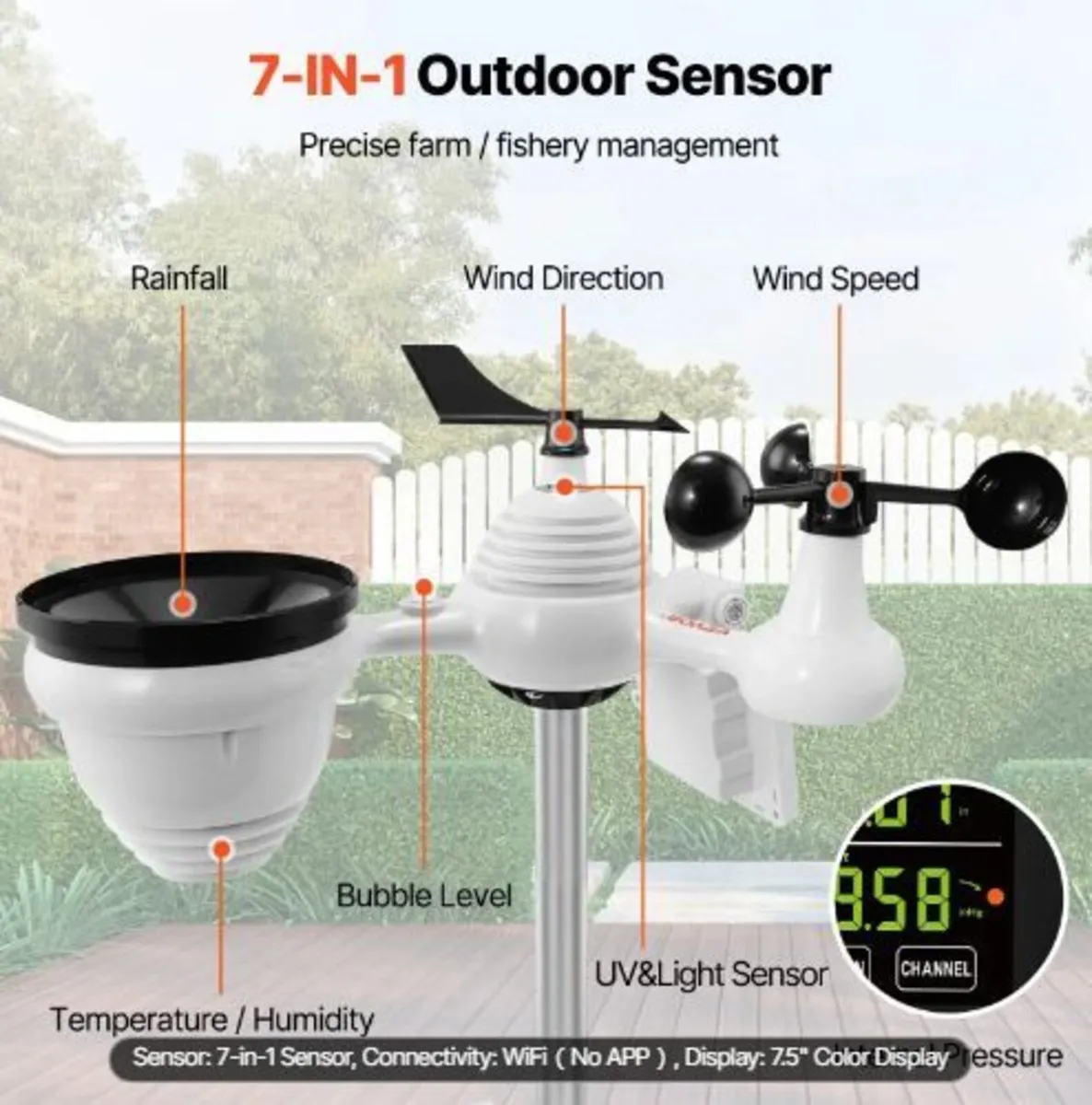 7-in-1 Wi-Fi Weather Station, 19.1 cm - Image 2