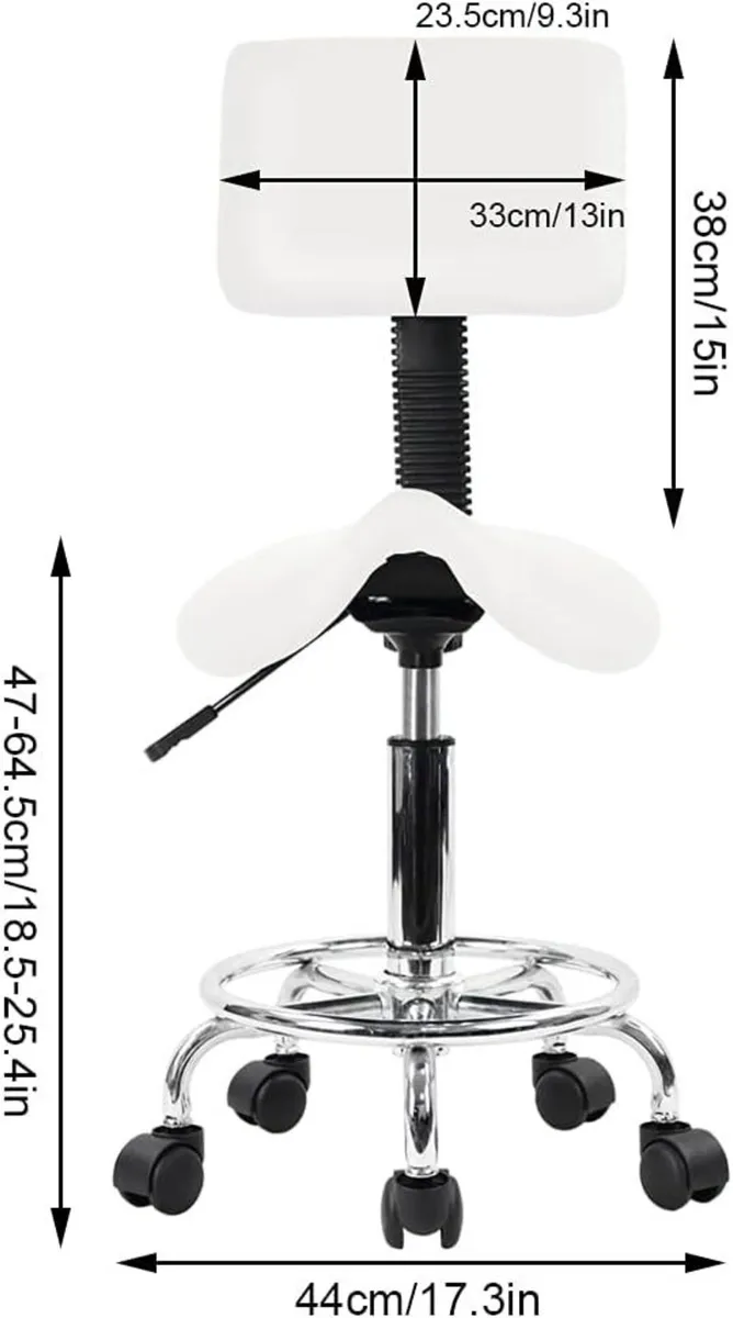 PU Leather Swivel Saddle Stool with Footrest - Image 3