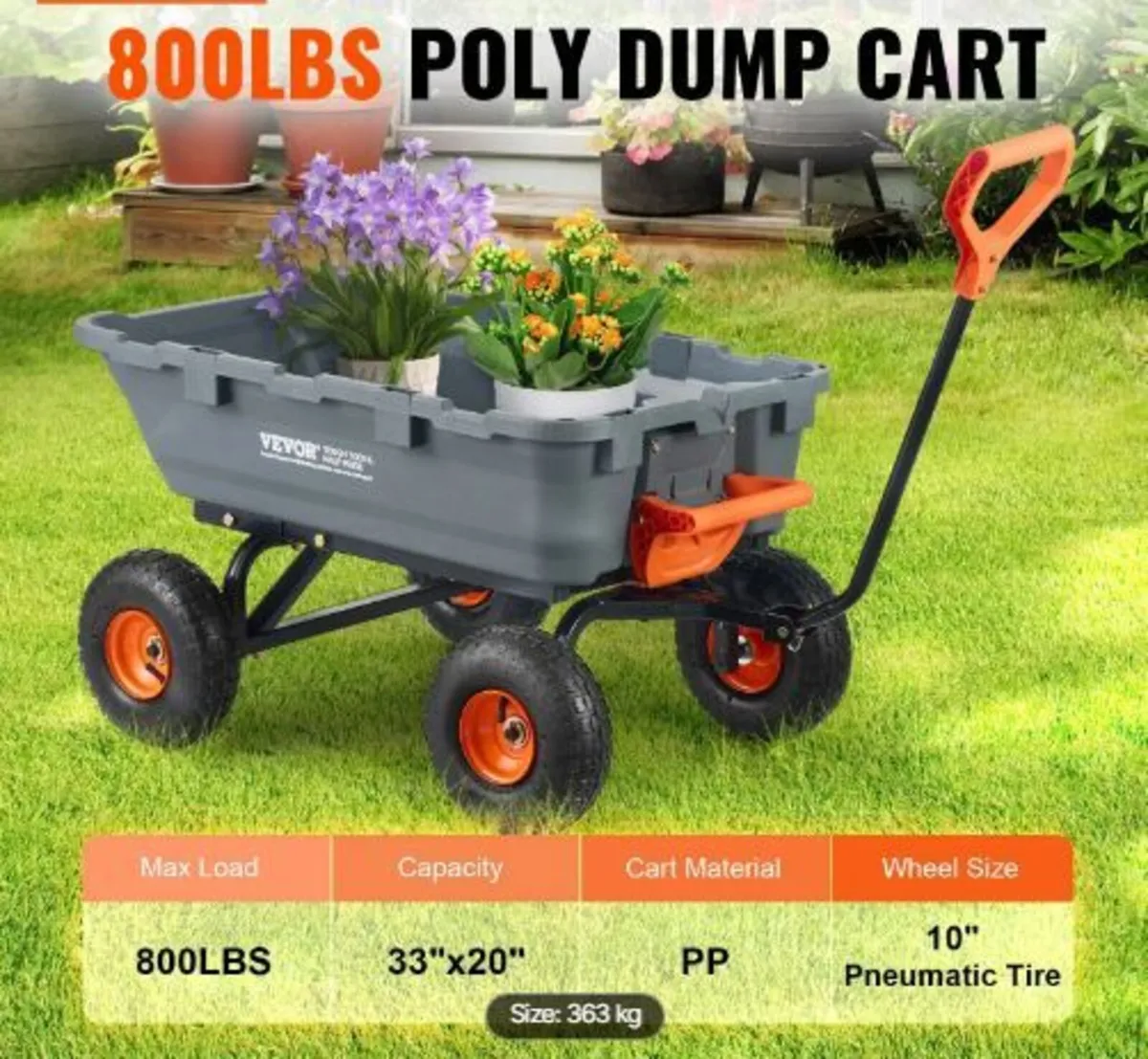 Poly Garden Dump Cart Heavy-duty Yard - Image 3