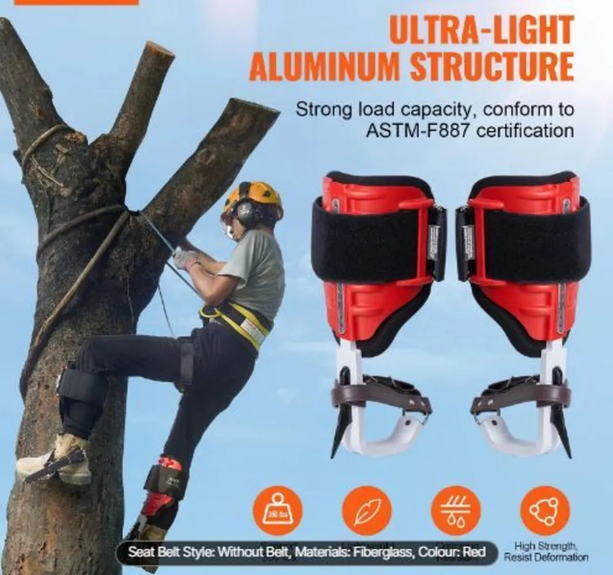 Tree Climbing Spikes, 1 Pair Aluminum Climbing Spu - Image 1