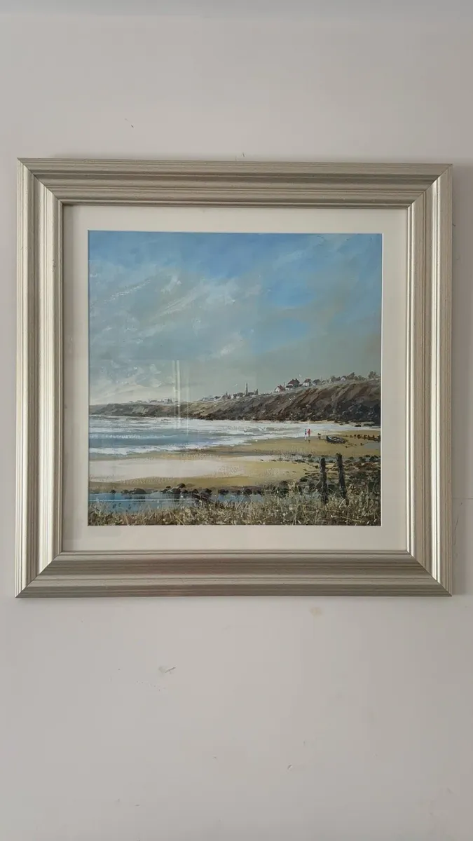 Large Framed Beach Landscape Painting - Image 4