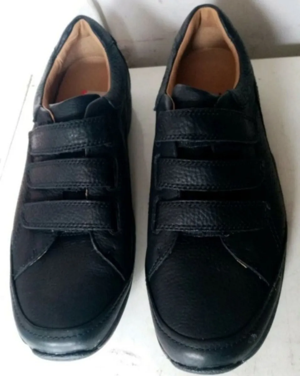 Clarks Velcro Close Mens Black Shoes - Image 1