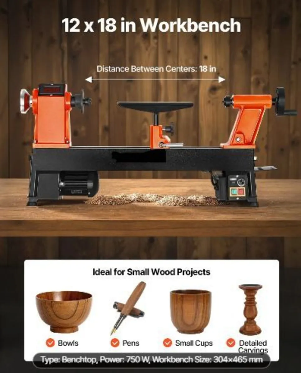 Woodworking Lathe, 750W - Image 4