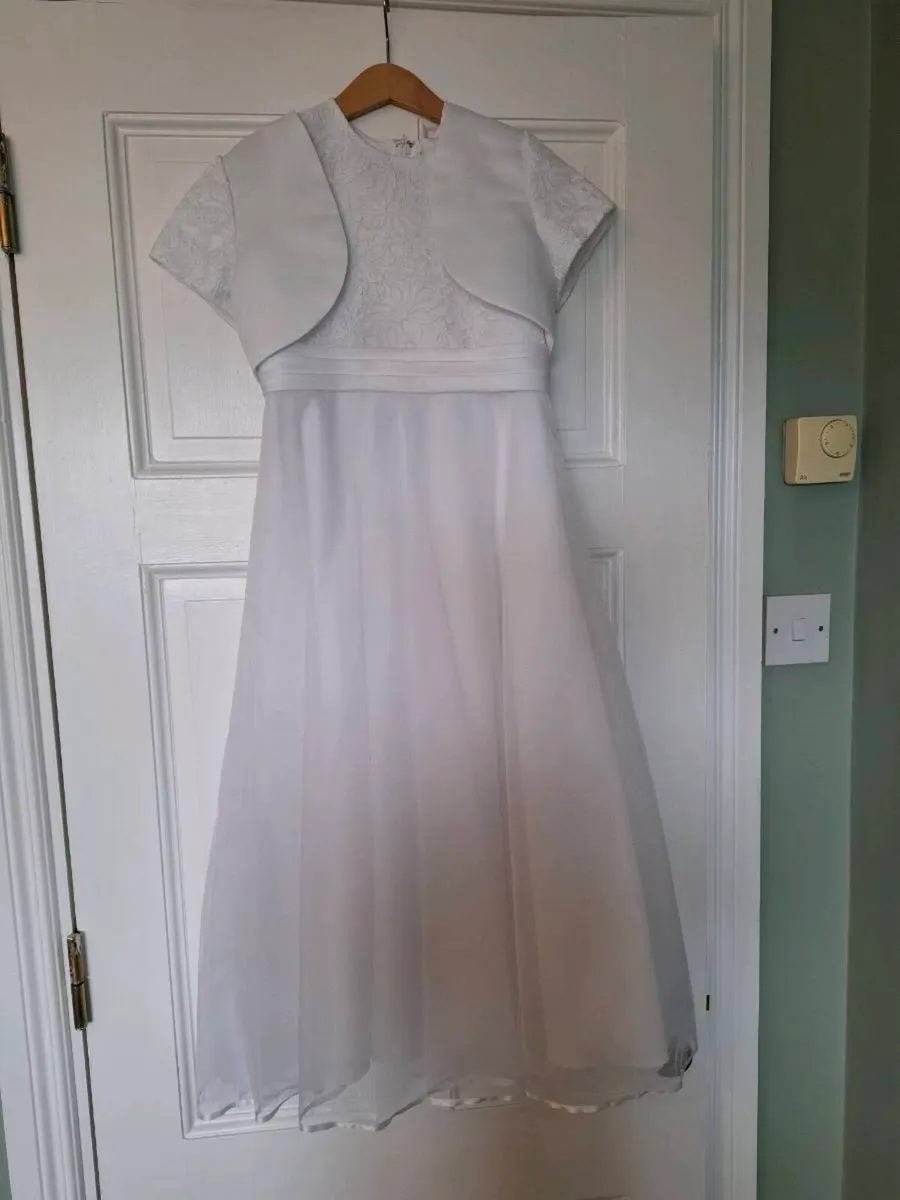 First Communion Dress, Bolero, Bag - Image 3