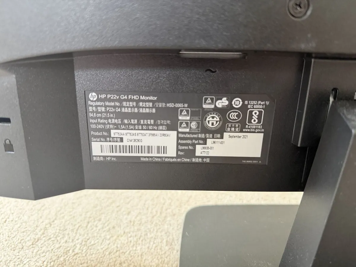 2x HP P22v G4 21.5" Full HD Monitors - Image 4