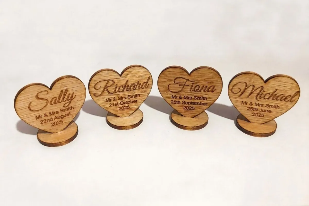 Wedding Table Place Names - Wooden Hearts - Image 3