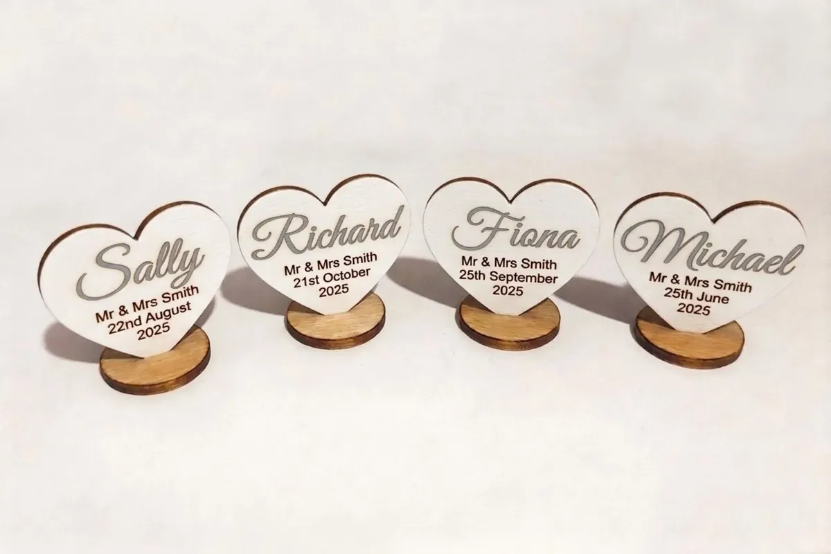 Wedding Table Place Names - Wooden Hearts - Image 4