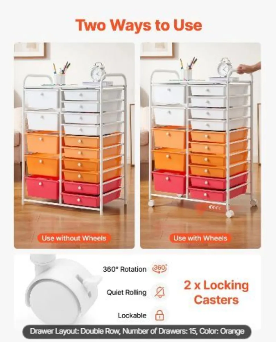 Rolling Cart with Drawers - Image 2