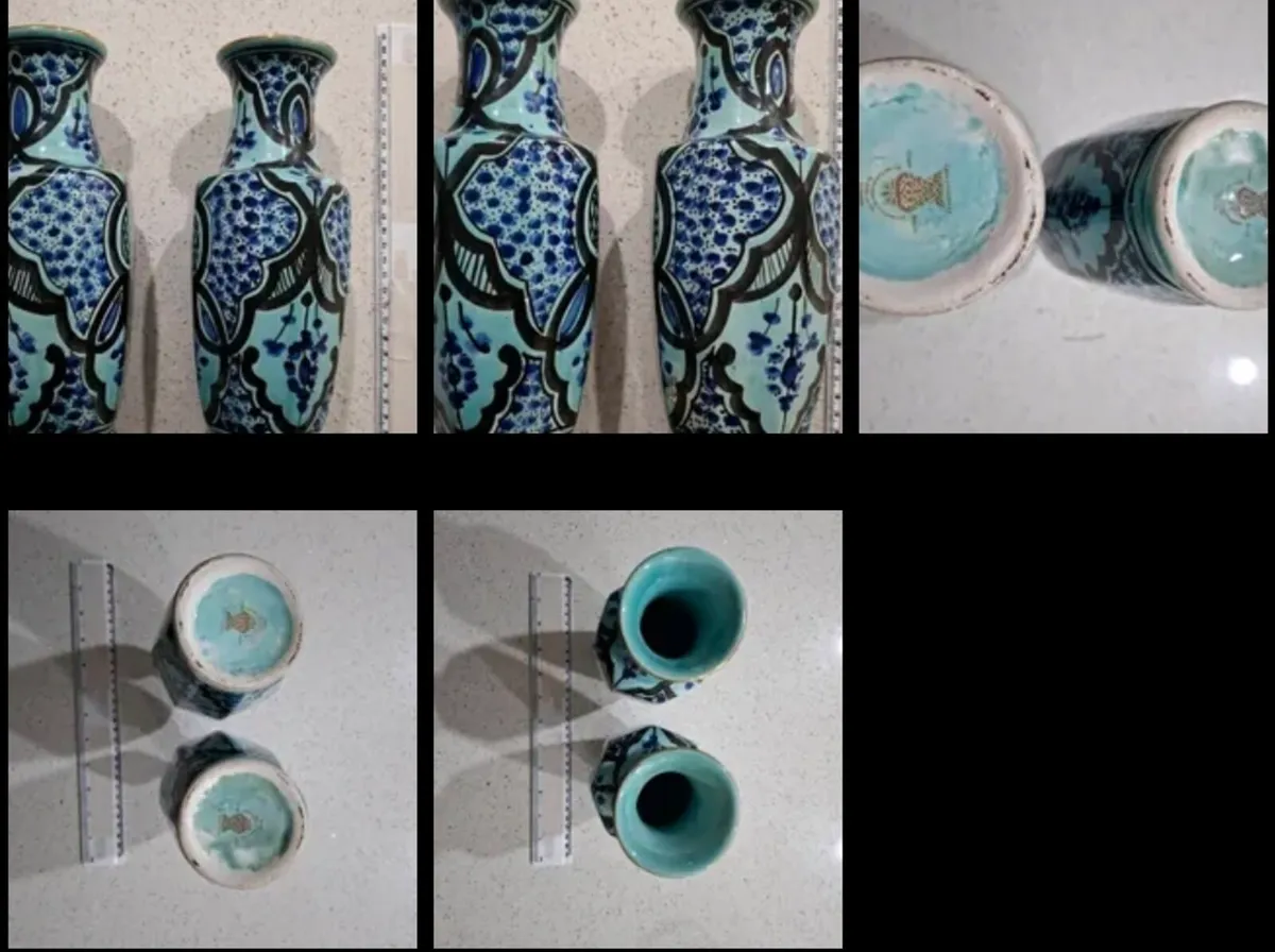 Azouz Kharraz Tunisian hand-painted ceramic vases - Image 2