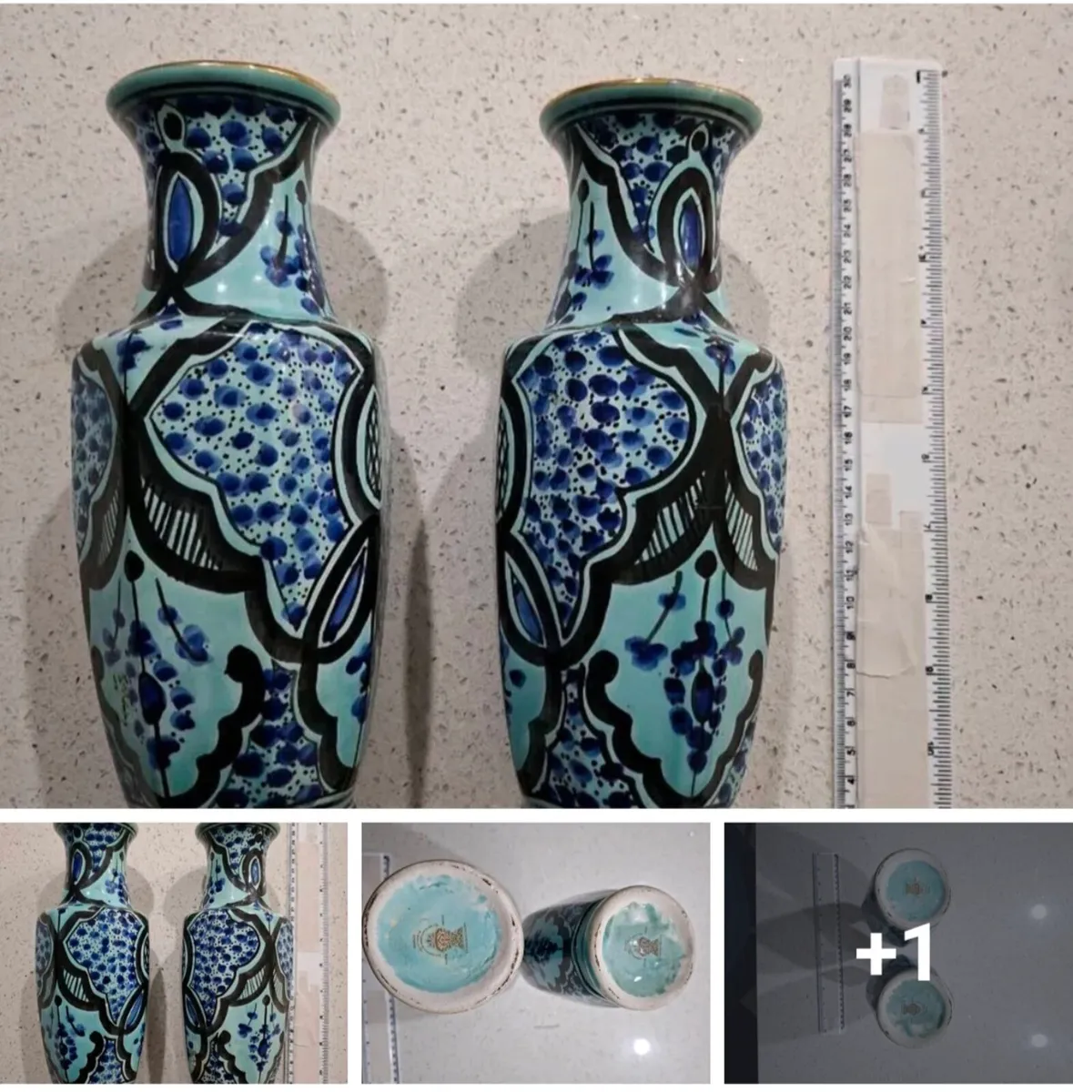 Azouz Kharraz Tunisian hand-painted ceramic vases - Image 1
