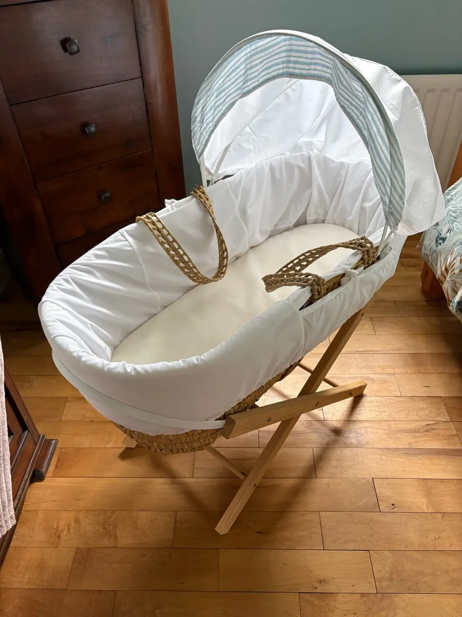Moses Basket and stand. - Image 1