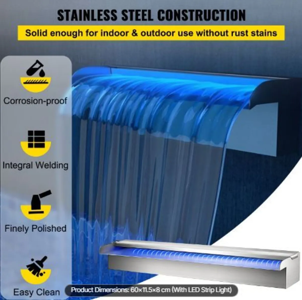 Waterfall Pool Fountain Rectangular & Led light - Image 3