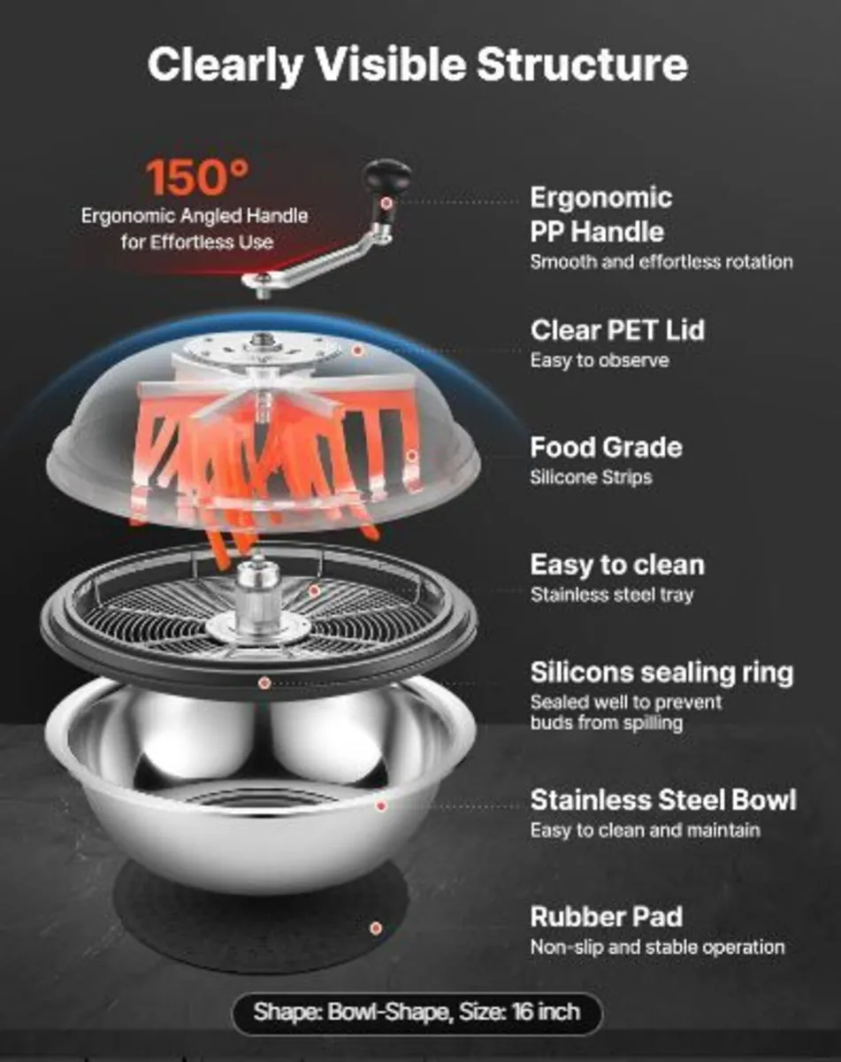 Bud Leaf Bowl Trimmer, 420 mm Manual Bud Trimmer - Image 3