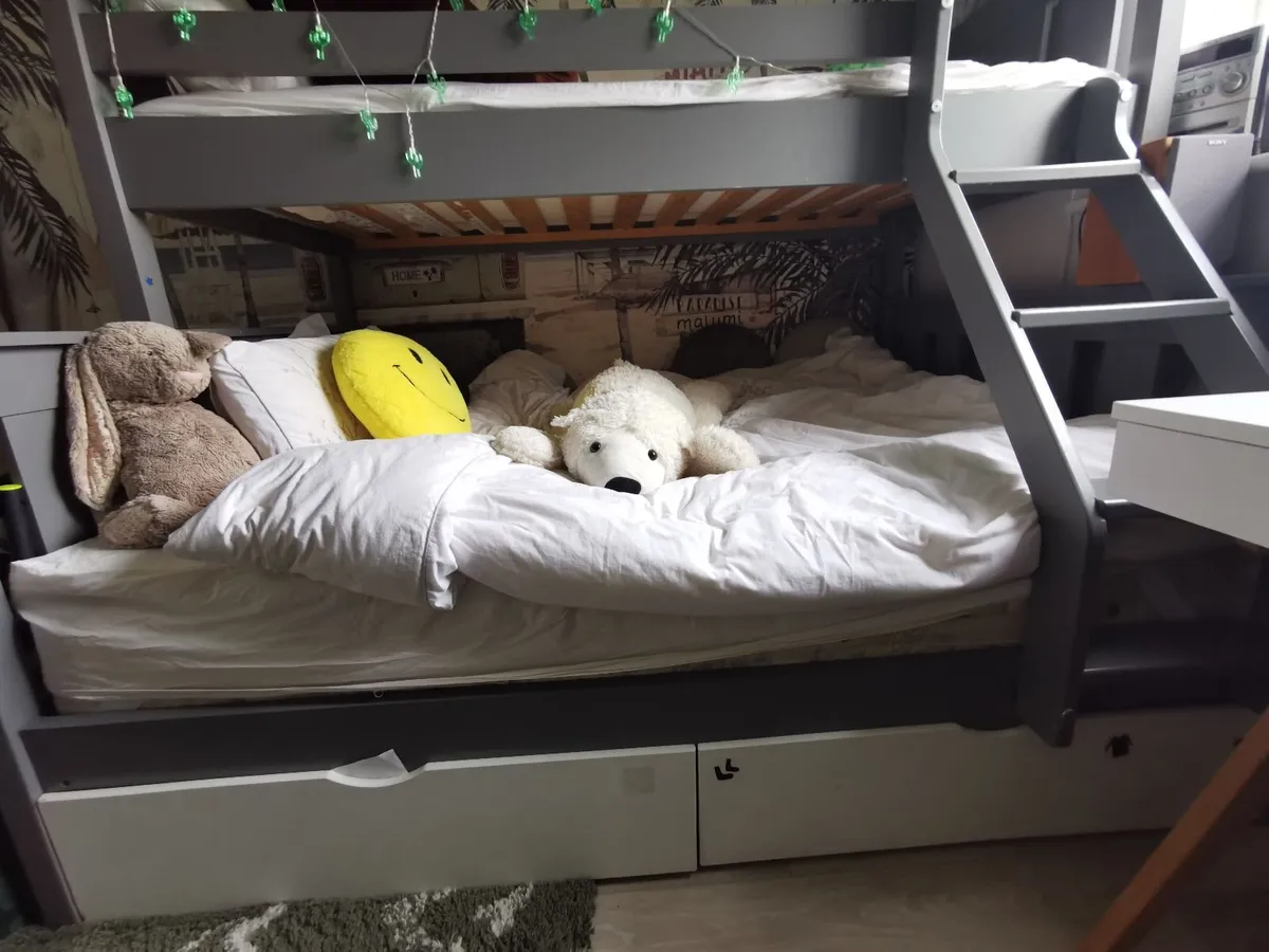 Grey Triple Sleeper Bunk Bed + 2 Mattresses - Image 3