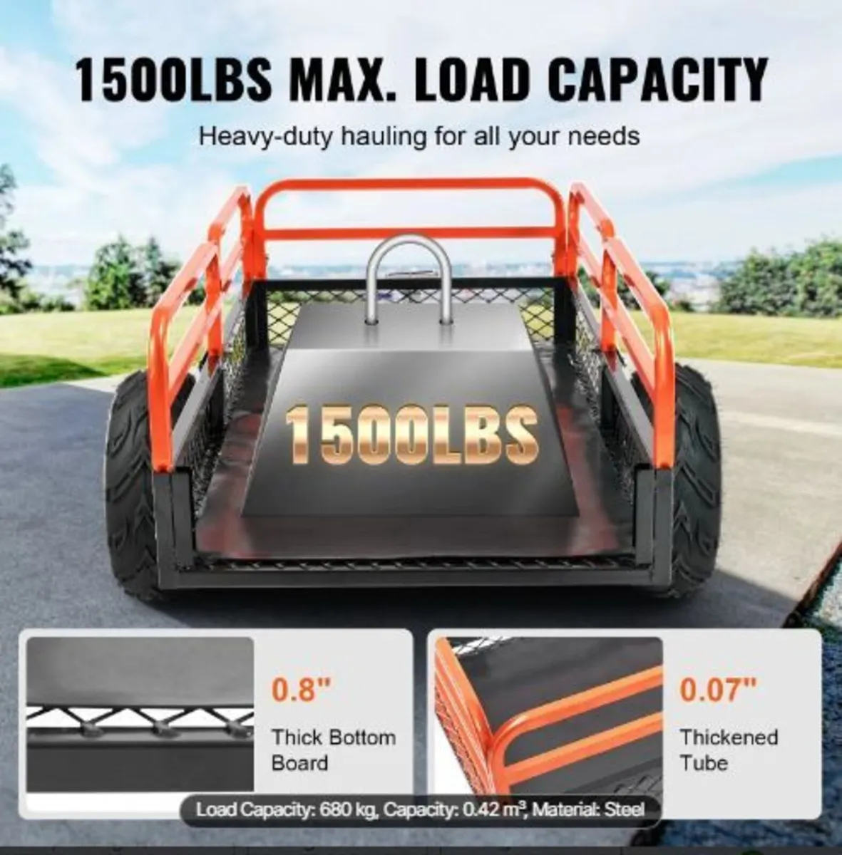 Heavy Duty Steel ATV Dump Trailer - Image 4
