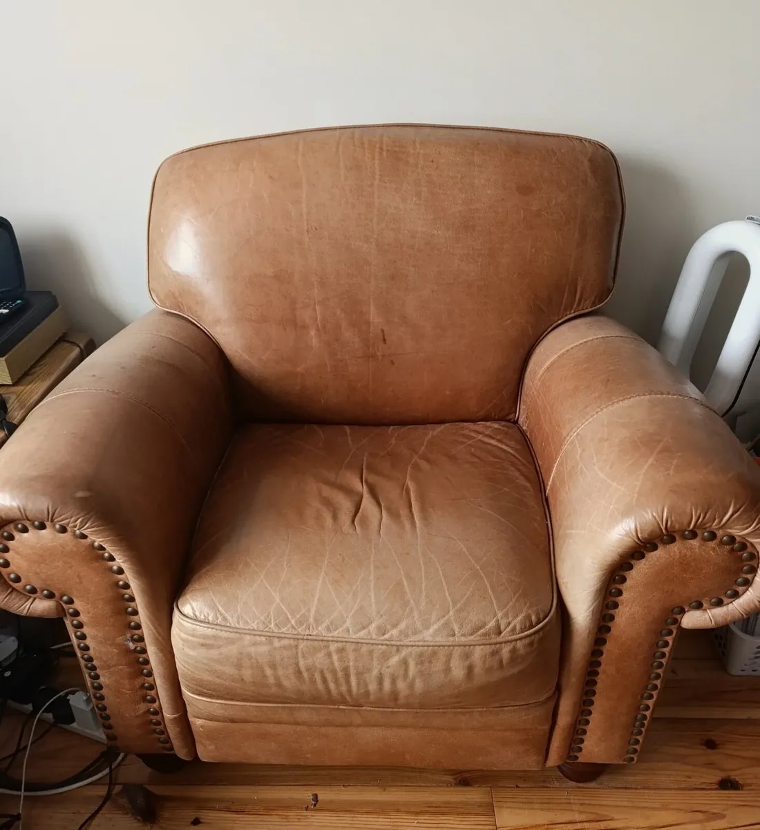 Aniline Leather 3-Seater Sofa & Matching Armchair - Image 2